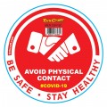 RED AVOID PHYSICAL CONTACT - 170MM ROUND AWARENESS GRAPHIC